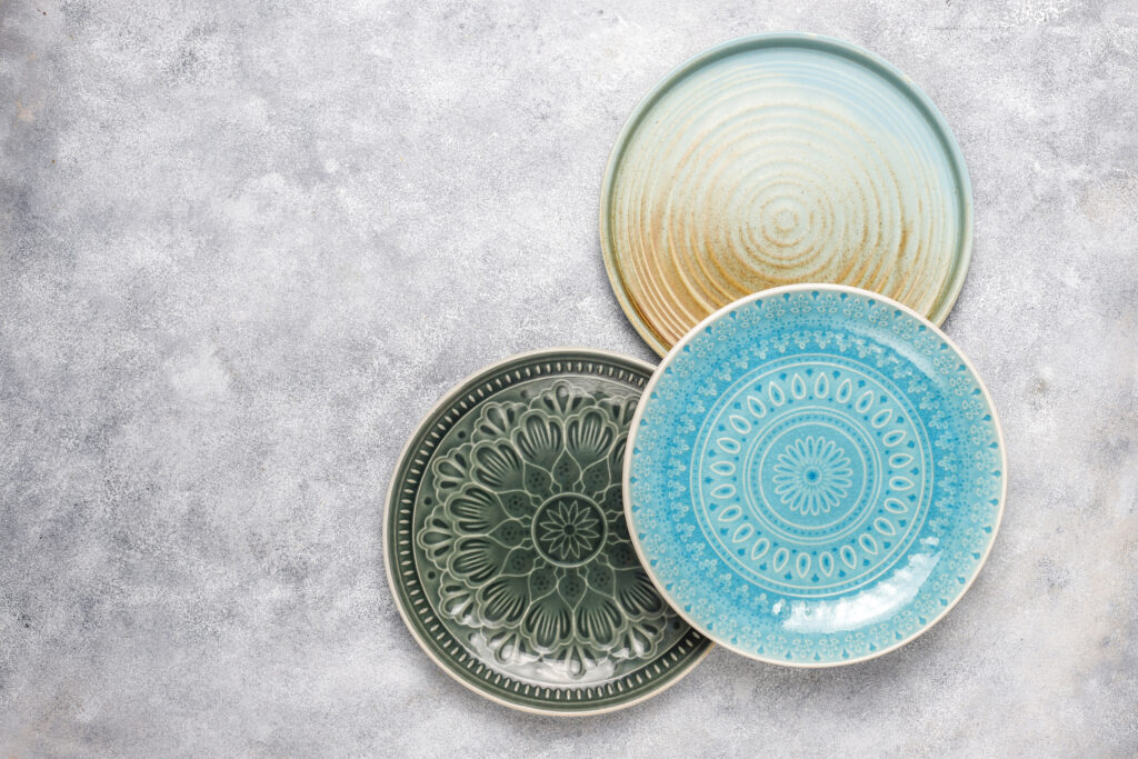different ceramic empty plates and bowls.